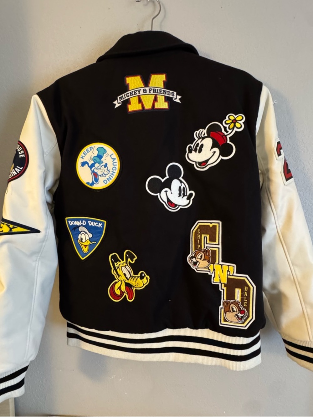 Disney Black and White Mickey Mouse Varsity Jacket unisex - Picture 3 of 10